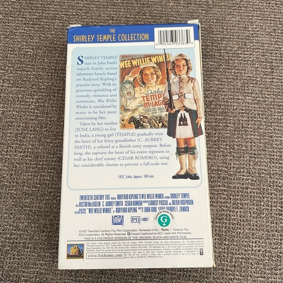 5/$25 Vintage Shirley Temple Wee Willie Winkie VHS 20th Century Fox 1937 - Picture 2 of 4